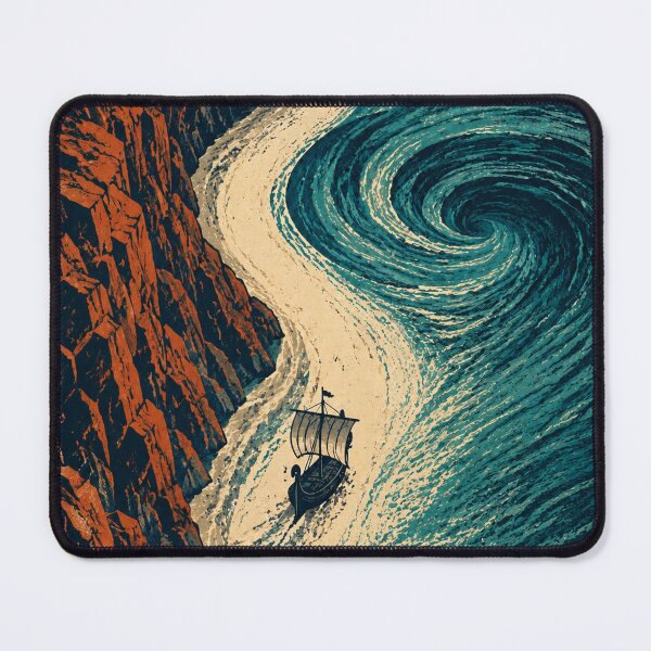 Item preview, Between Cliff and Current – Homeric Passage Art designed and sold by DreamPixAtelier.