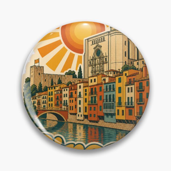 Item preview, Girona Spain Travel Souvenir - Retro Illustration designed and sold by VisualArtsOasis.