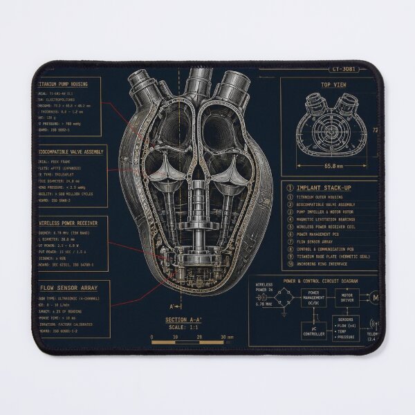 Item preview, Robotic Heart Cardiac Implant Blueprint - Technical Schematic Art designed and sold by SunnyDesign82.
