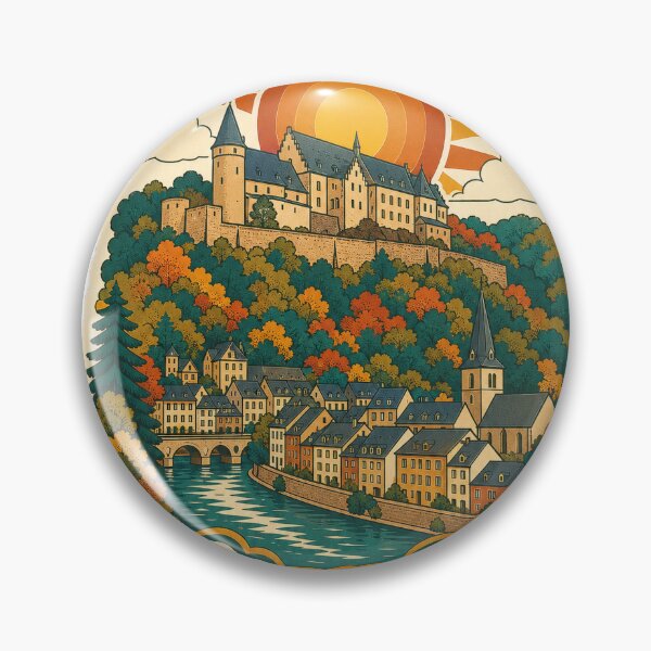 Item preview, Vianden Luxembourg Travel Souvenir - Retro Illustration designed and sold by VisualArtsOasis.