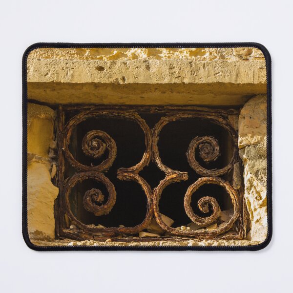 Item preview, Rustic Window With Decorative Iron Bars on Stone Wall designed and sold by Nmallia.