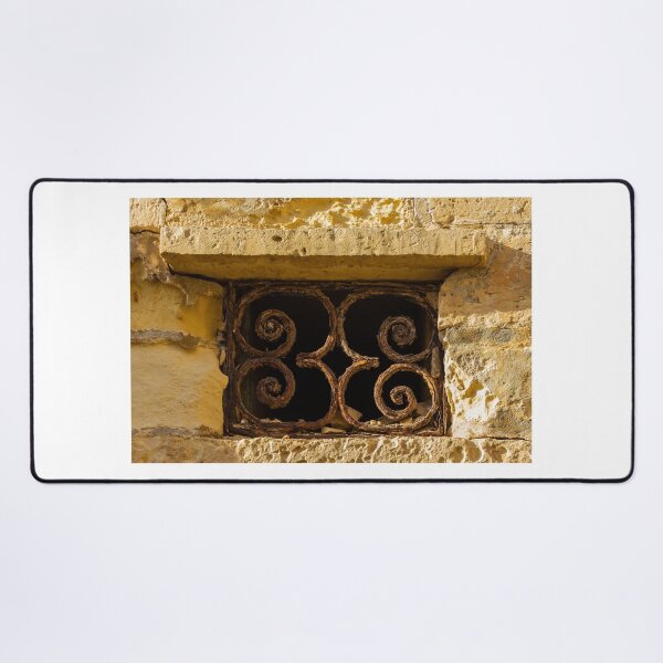 Item preview, Rustic Window With Decorative Iron Bars on Stone Wall designed and sold by Nmallia.