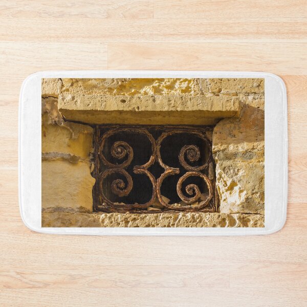 Item preview, Rustic Window With Decorative Iron Bars on Stone Wall designed and sold by Nmallia.