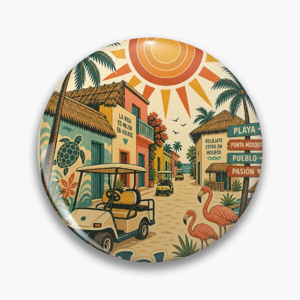 Item preview, Isla Holbox Mexico Travel Souvenir - Retro Illustration designed and sold by VisualArtsOasis.