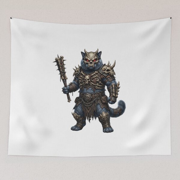 Item preview, Skeleton Cat Warrior – Dark Fantasy Skull Cat designed and sold by TOOBIC.