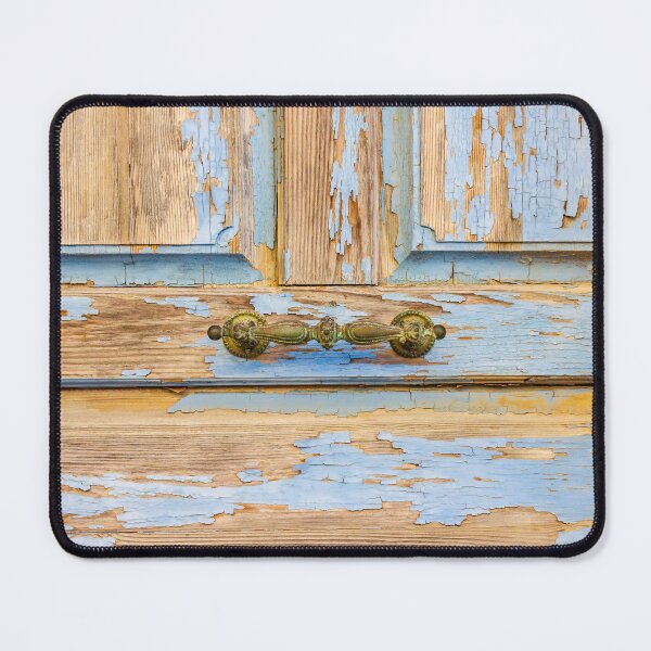 Item preview, Close-Up of a Distressed Vintage Wooden Door with Textured Paint and Handle designed and sold by Nmallia.