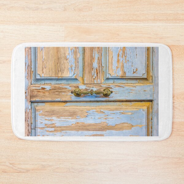 Item preview, Close-Up of a Distressed Vintage Wooden Door with Textured Paint and Handle designed and sold by Nmallia.