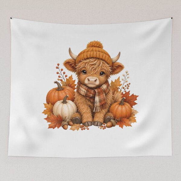 Item preview, Cute Highland Cow Fall Shirt, Autumn Pumpkin Graphic Tee, Cozy Farm Animal Thanksgiving Gift, Rustic Cow Lover designed and sold by KiblyTees.