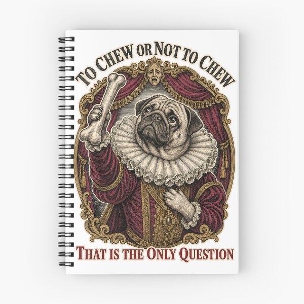 Item preview, To Chew Or Not To Chew Shakespearean Pug Engraving T-Shirt Design designed and sold by KIDEnia.