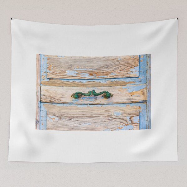 Item preview, Close-Up of Rustic Antique Door with Blue Paint and Vintage Handle designed and sold by Nmallia.