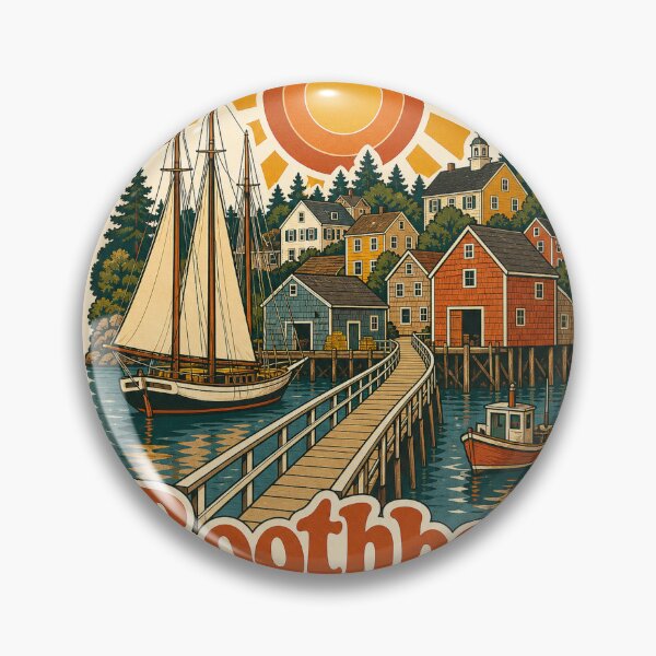 Item preview, Boothbay Harbor USA Travel Souvenir - Retro Illustration designed and sold by VisualArtsOasis.