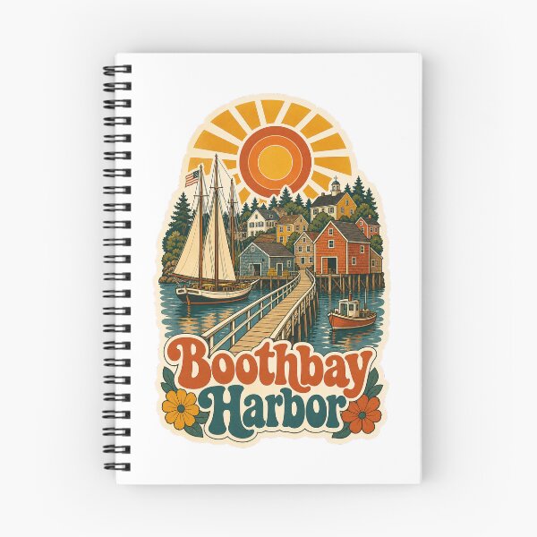 Item preview, Boothbay Harbor USA Travel Souvenir - Retro Illustration designed and sold by VisualArtsOasis.