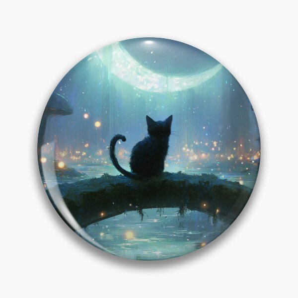 Item preview, Stay a Little Longer – Black Cat Under a Crescent Moon designed and sold by DimyMoon.