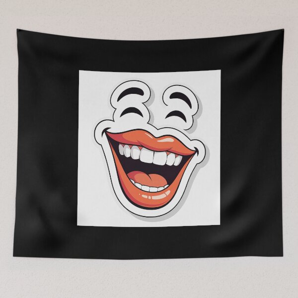 Item preview, Happy Smiling Mouth with Big Teeth and Red Lips designed and sold by OksArtStudio.
