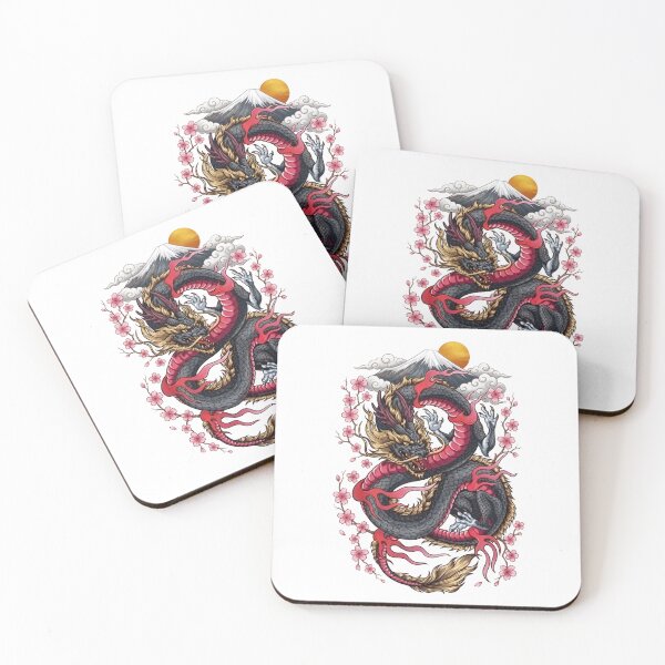 Item preview, Traditional Japanese Dragon Irezumi Art: Mt. Fuji and Sakura designed and sold by Shopeon Designs.