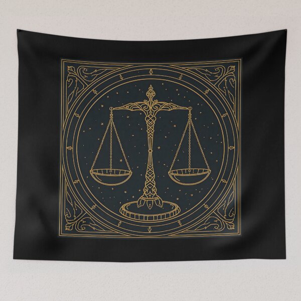 Item preview, Golden Libra Zodiac Line Art designed and sold by ameetlumiere.