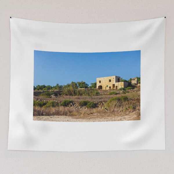Item preview, Rural Stone House Surrounded by Dry Vegetation and Blue Sky designed and sold by Nmallia.
