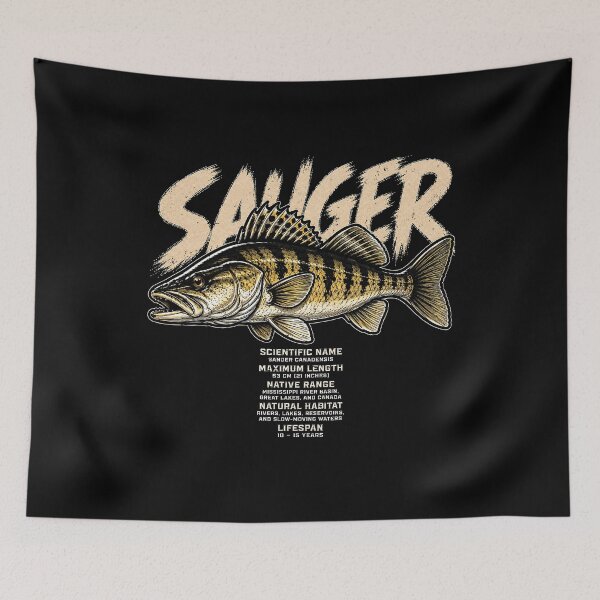 Item preview, Detailed Sauger Fish Illustration with Info designed and sold by rafaeltto.