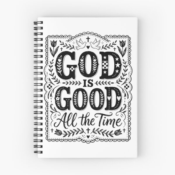 Item preview, God Is Good All The Time | Folk Art Floral Christian Monochromatic Design designed and sold by BumbleBloom7.