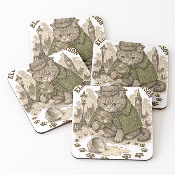 Item preview, Elementary My Dear Catson - Vintage Detective Cat Lithograph Tee designed and sold by KIDEnia.
