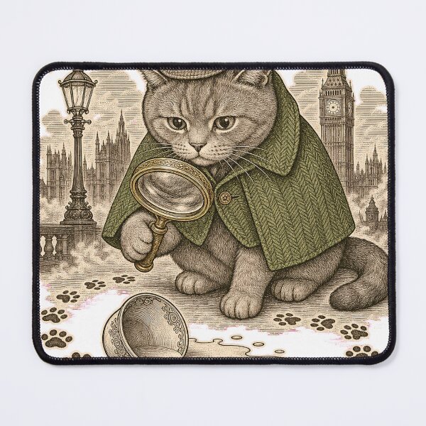 Item preview, Elementary My Dear Catson - Vintage Detective Cat Lithograph Tee designed and sold by KIDEnia.