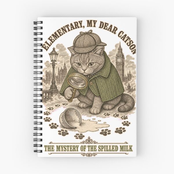 Item preview, Elementary My Dear Catson - Vintage Detective Cat Lithograph Tee designed and sold by KIDEnia.