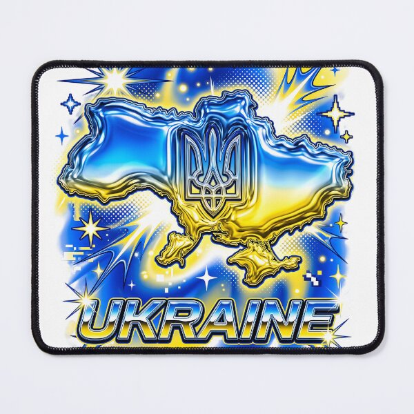 Item preview, Y2K Chrome Ukrainian Map Trident Emblem Glossy Cyber Streetwear designed and sold by KreonaTime.