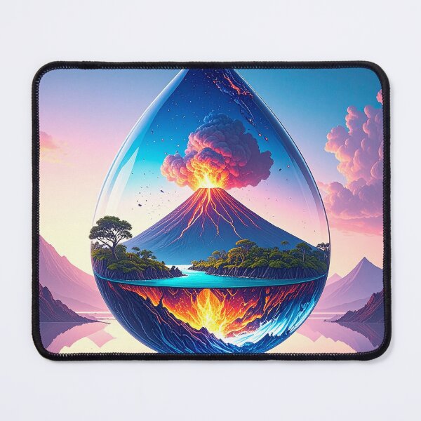 Item preview, Volcano Eruption Inside Water Waterdrop Surreal Nature Art designed and sold by OksArtStudio.
