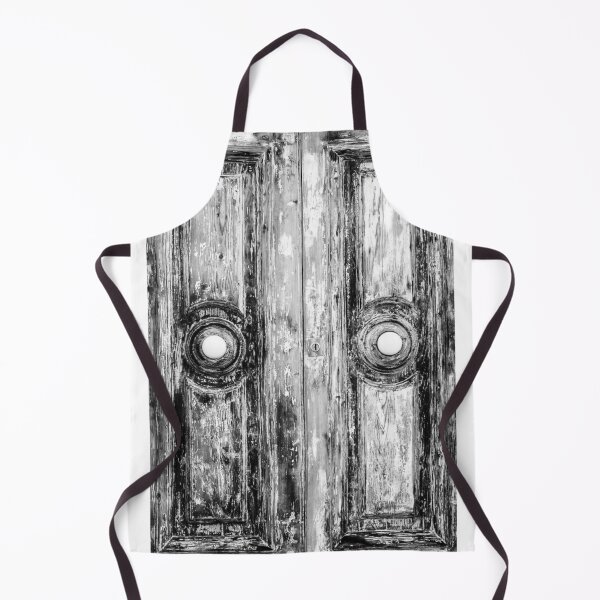 Item preview, Closeup of Weathered Wooden Doors in a Black and White Composition designed and sold by Nmallia.