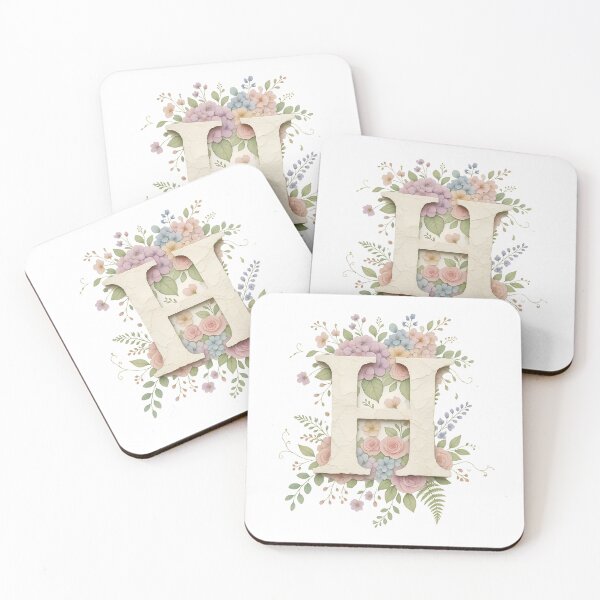Item preview, Cream Letter H Floral Monogram designed and sold by ITCHAWAWAA.