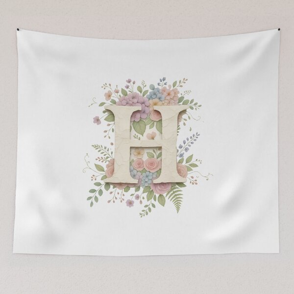 Item preview, Cream Letter H Floral Monogram designed and sold by ITCHAWAWAA.