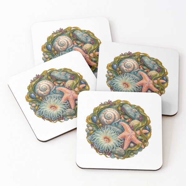 Item preview, Tidal pool composition with starfish and shell designed and sold by chrisbe-.