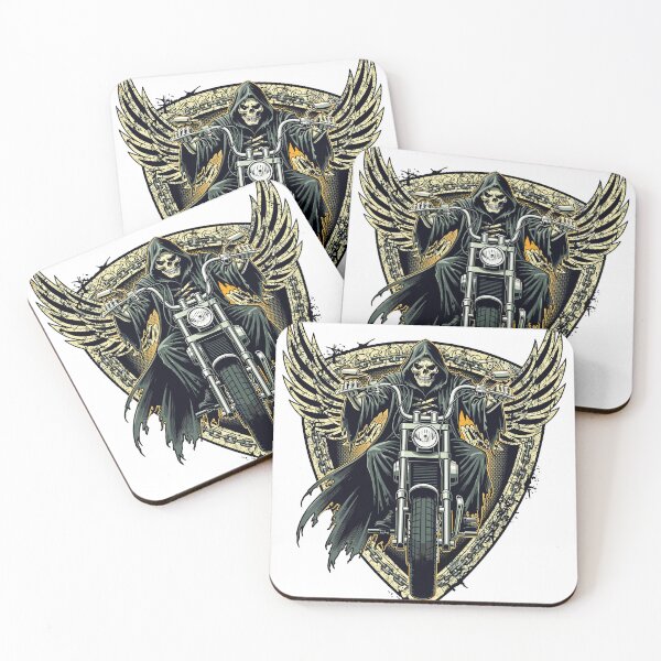 Item preview, Grim Reaper Motorcycle Rider Wings Biker Art designed and sold by Romgora.