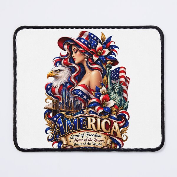 Item preview, America Patriotic Woman Portrait with Bald Eagle designed and sold by ujjawal.