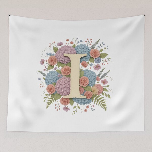 Item preview, Floral Letter I Monogram Watercolor designed and sold by ITCHAWAWAA.