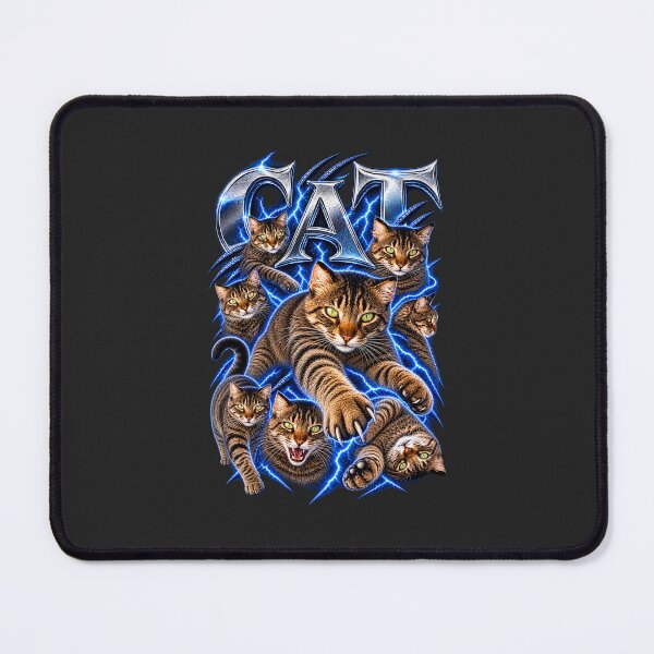 Item preview, Electric Tabby Cat – Blue Lightning Feline designed and sold by WAJIHLZ.