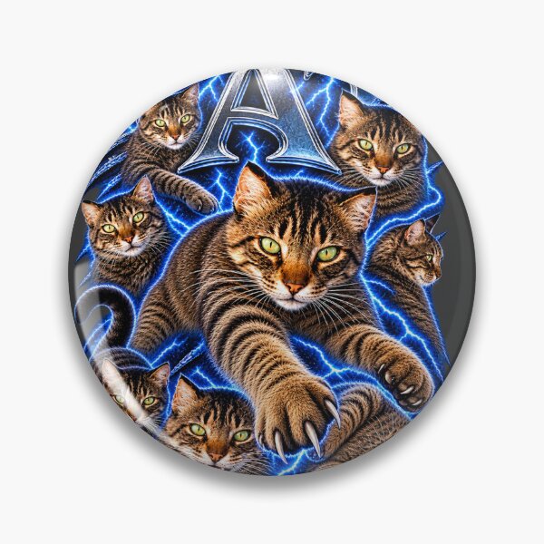 Item preview, Electric Tabby Cat – Blue Lightning Feline designed and sold by WAJIHLZ.