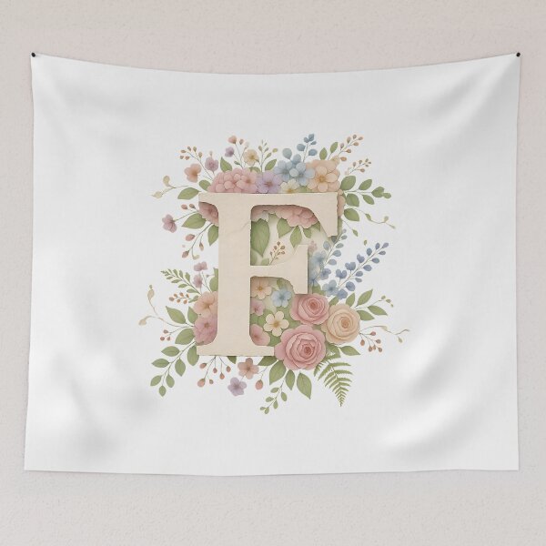 Item preview, Floral Letter F Monogram Watercolor designed and sold by ITCHAWAWAA.