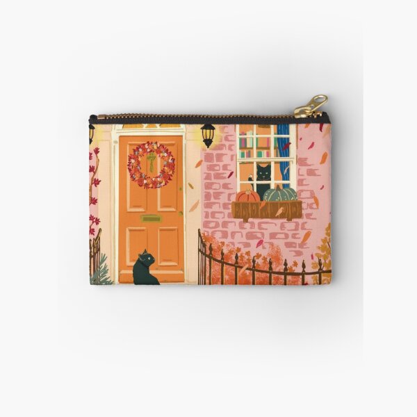 Item preview, Pink Pumpkin Cottage Porch Watercolor Autumn Illustration designed and sold by MindMakerStudio.