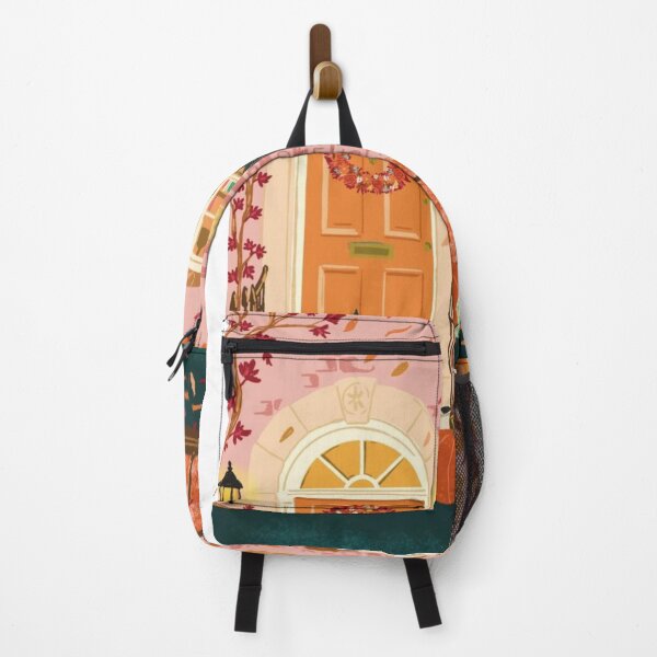 Item preview, Pink Pumpkin Cottage Porch Watercolor Autumn Illustration designed and sold by MindMakerStudio.