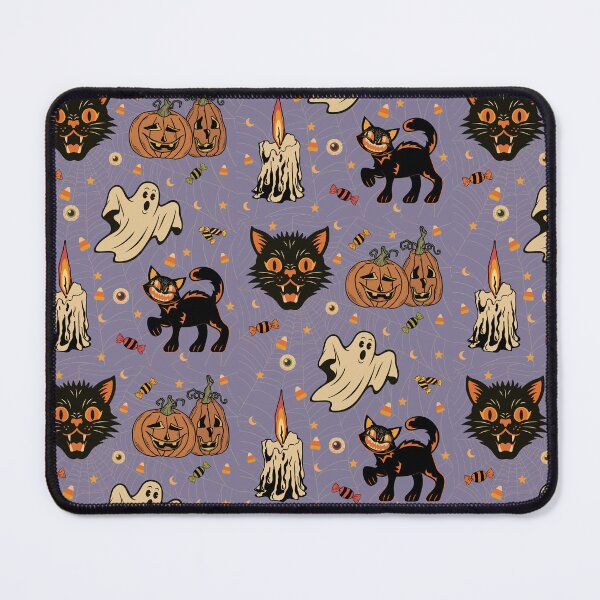 Item preview, Retro Vintage Halloween Spooktacular Classic Creepy Cats and Ghosts - Purple designed and sold by kpvart.