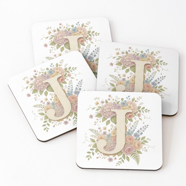 Item preview, Cream Letter J Floral Monogram designed and sold by ITCHAWAWAA.
