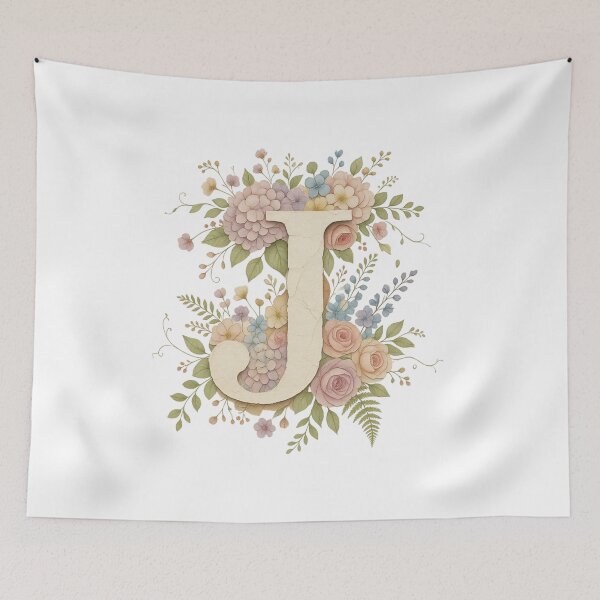 Item preview, Cream Letter J Floral Monogram designed and sold by ITCHAWAWAA.