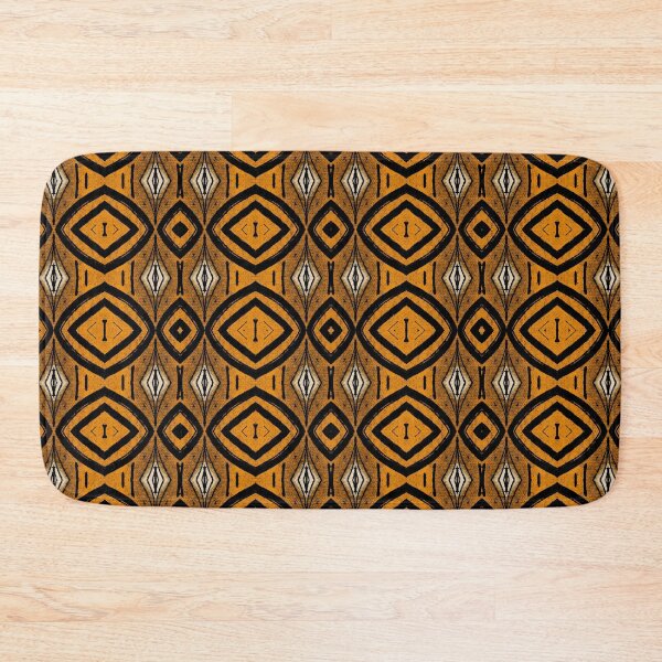 Item preview, Ochre Gaze – African geometric pattern in orange, black and ivory designed and sold by Chamalion.