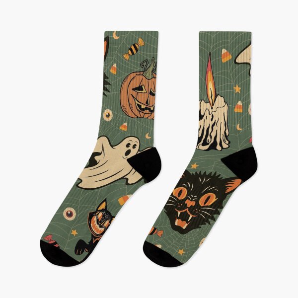 Item preview, Retro Vintage Halloween Spooktacular Classic Creepy Cats and Ghosts - Green designed and sold by kpvart.