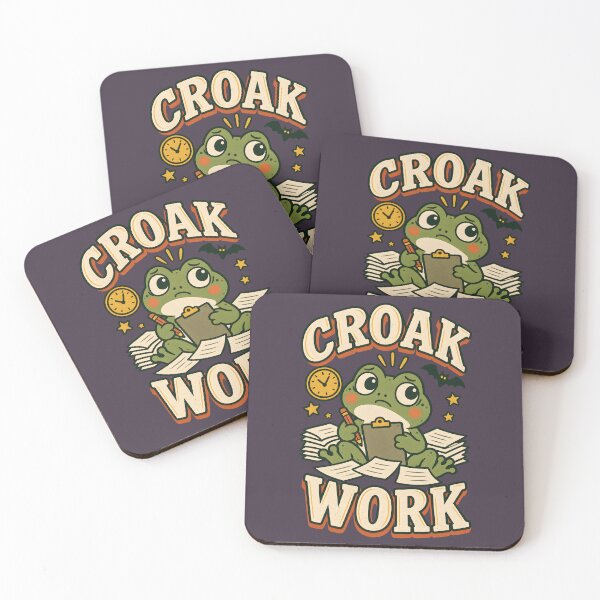 Item preview, Croak Work – Overwhelmed Frog Office Humor designed and sold by  MAD's Recreation Studio.