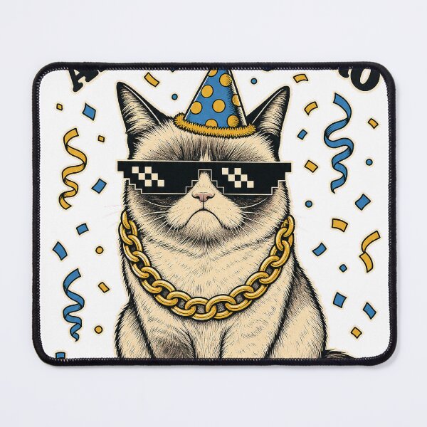 Item preview, Grumpy Party Cat Thug Vibes Retro Comic Screenprint Graphic Tee designed and sold by KIDEnia.