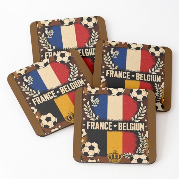 Item preview, France vs Belgium Retro Football Art Poster designed and sold by Nexus Space.