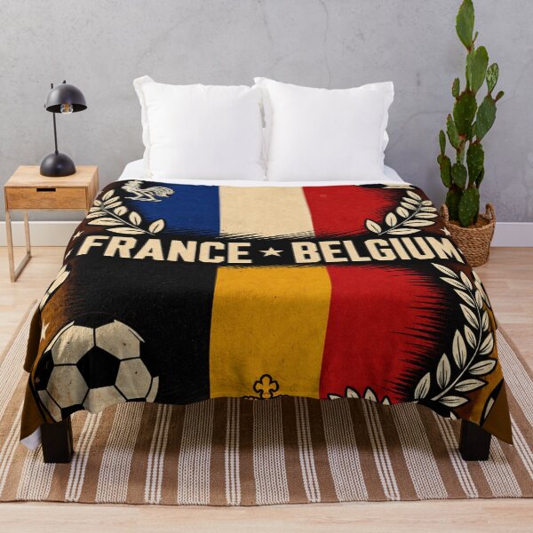 Item preview, France vs Belgium Retro Football Art Poster designed and sold by Nexus Space.