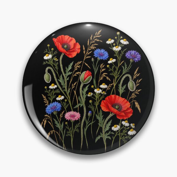 Item preview, Vintage Wildflower Specimen Plate with Poppies, Cornflowers and Chamomile designed and sold by Anyshca.